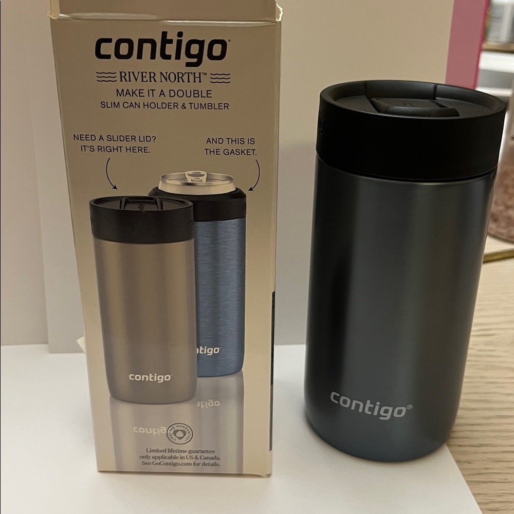Contigo River North Slim Can Holder & Tumbler 12fl oz  NEW UNUSED